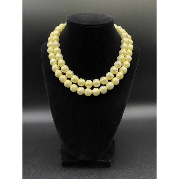 Necklace Gold Tone Faux Pearl Double Strand - Free Shipping - Picture 1 of 6